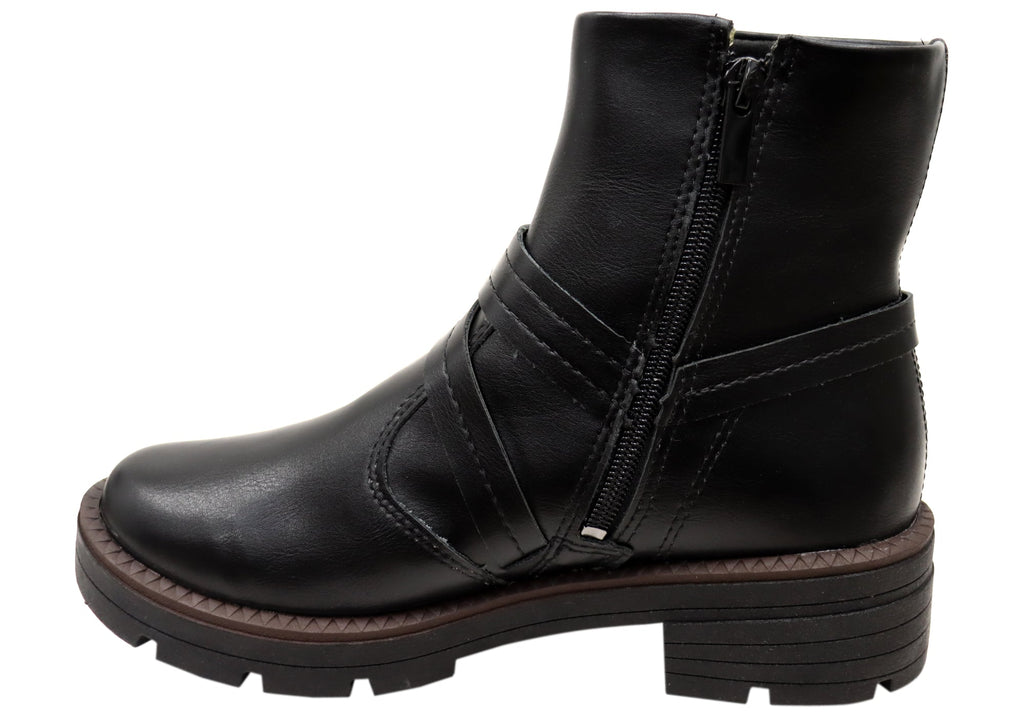 Bianka Womens Comfortable Brazilian Low Heel Ankle Boots