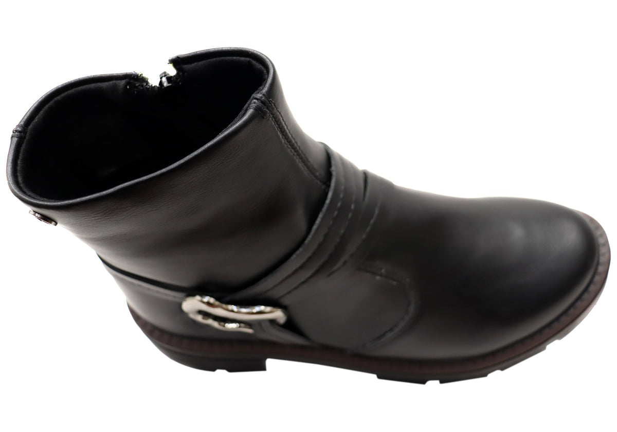 Bianka Womens Comfortable Brazilian Low Heel Ankle Boots