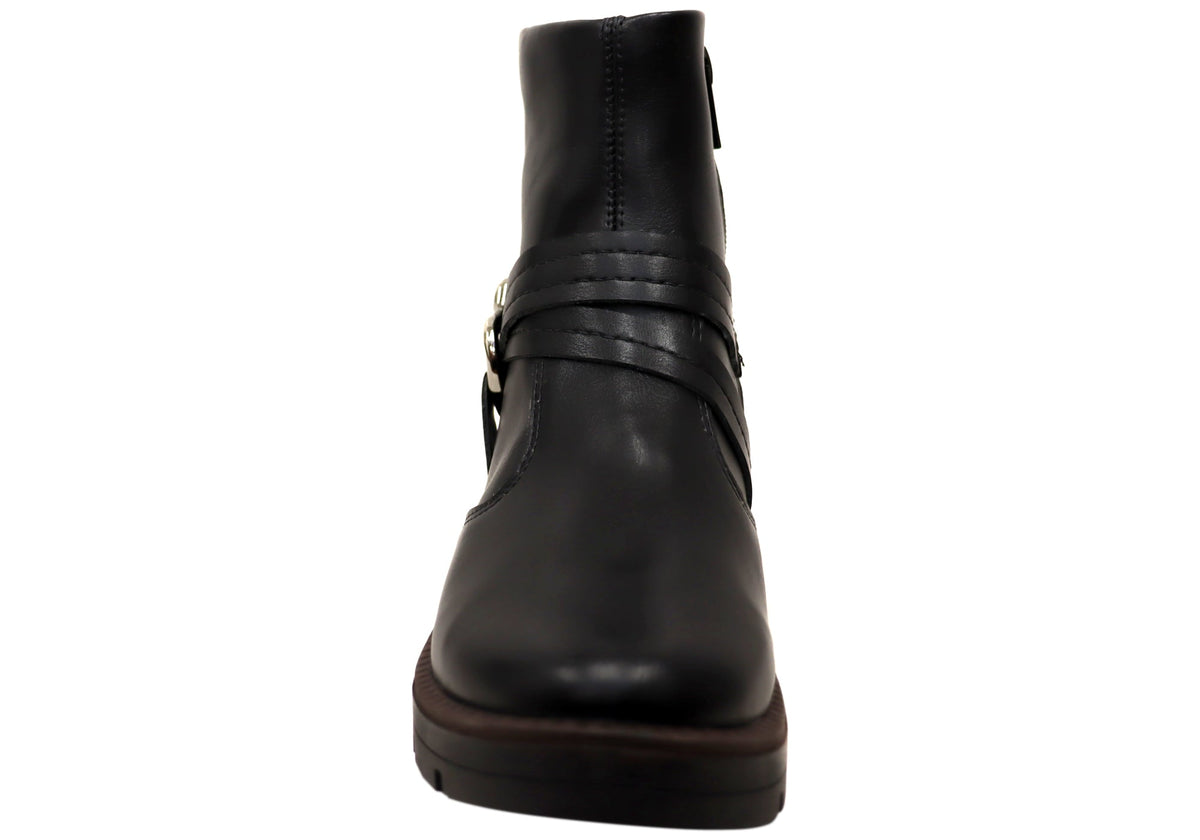 Bianka Womens Comfortable Brazilian Low Heel Ankle Boots