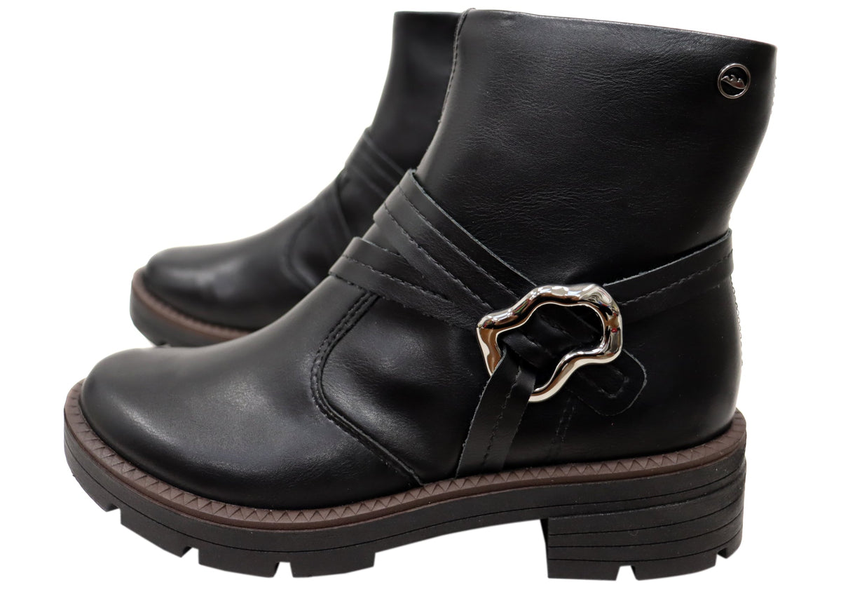 Bianka Womens Comfortable Brazilian Low Heel Ankle Boots