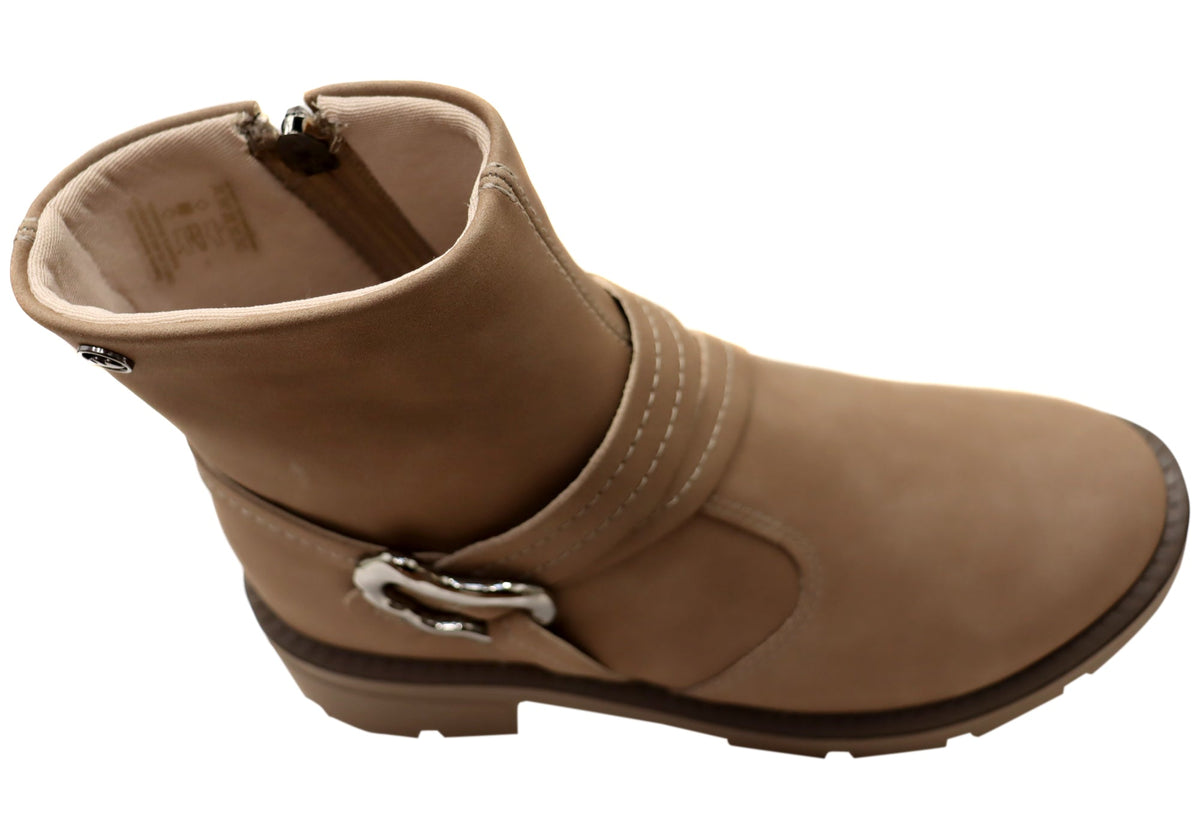 Bianka Womens Comfortable Brazilian Low Heel Ankle Boots