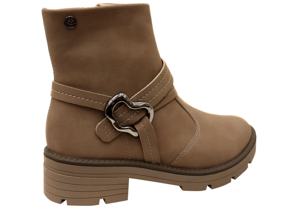 Bianka Womens Comfortable Brazilian Low Heel Ankle Boots