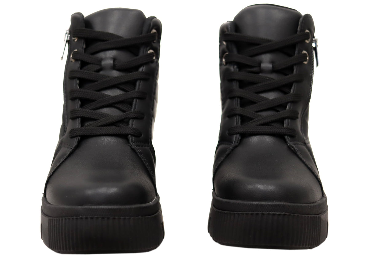 Dilly Womens Comfortable Brazilian Low Heel Lace Up Ankle Boots