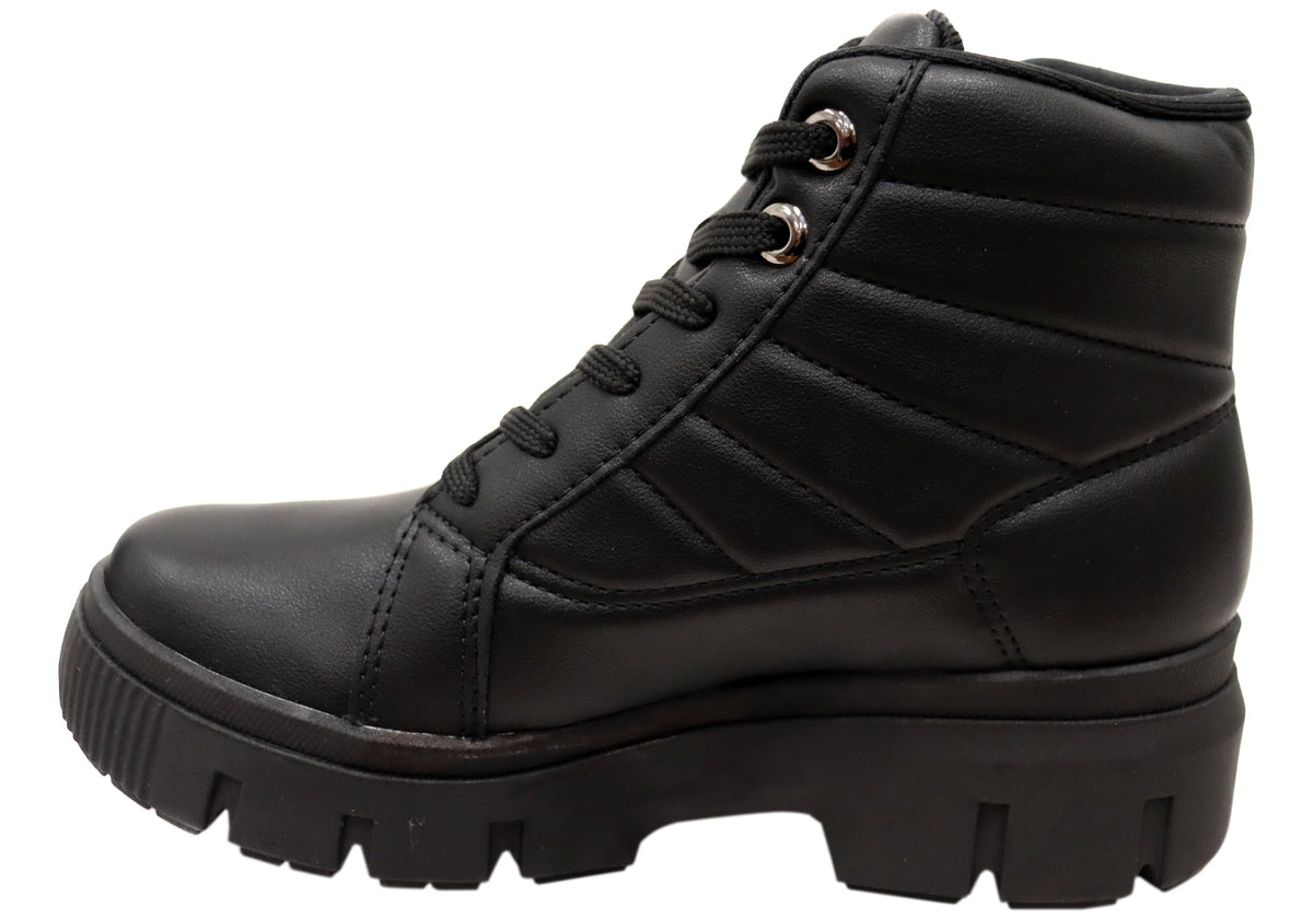 Dilly Womens Comfortable Brazilian Low Heel Lace Up Ankle Boots