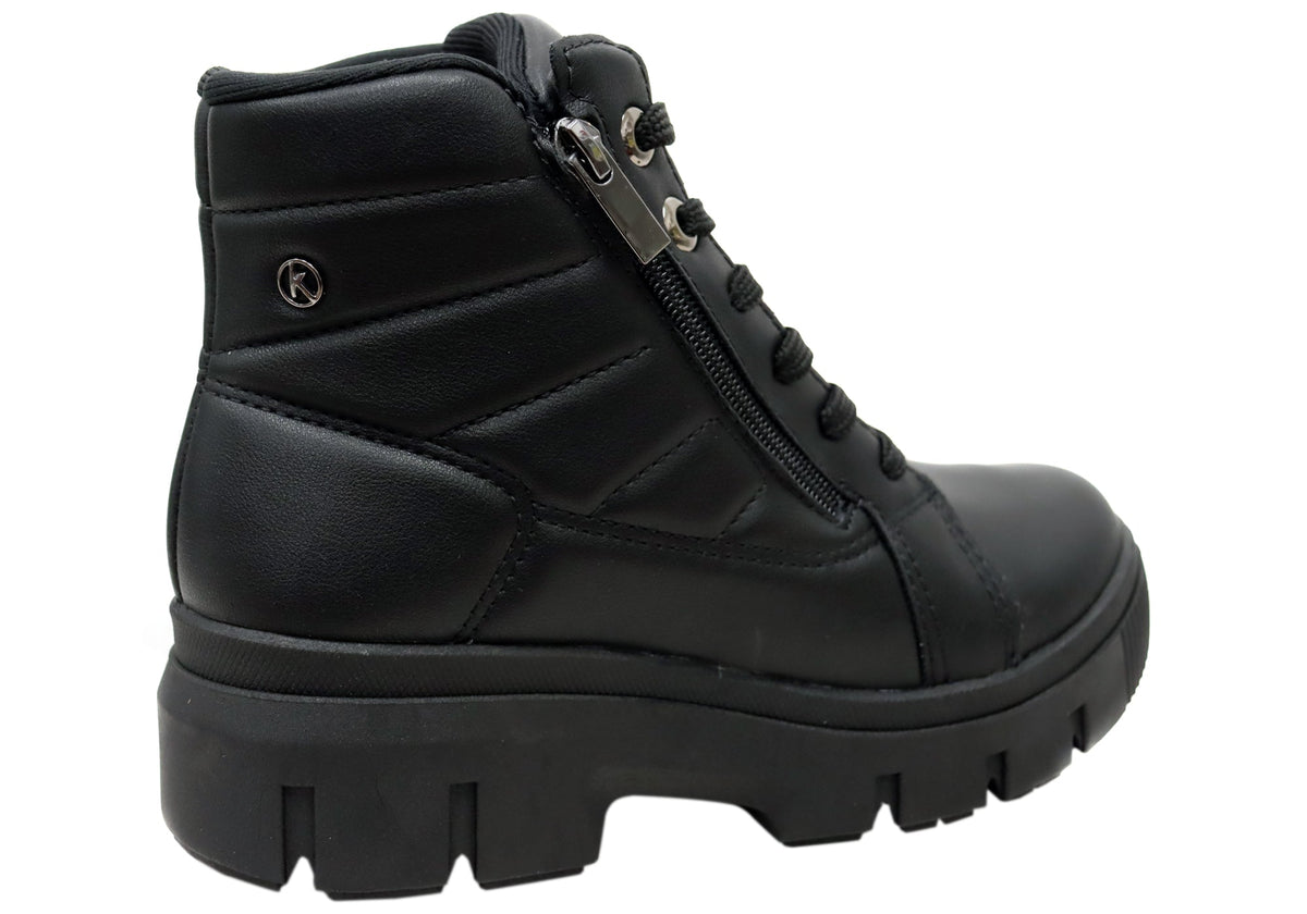 Dilly Womens Comfortable Brazilian Low Heel Lace Up Ankle Boots