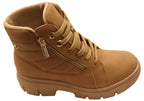 Dilly Womens Comfortable Brazilian Low Heel Lace Up Ankle Boots