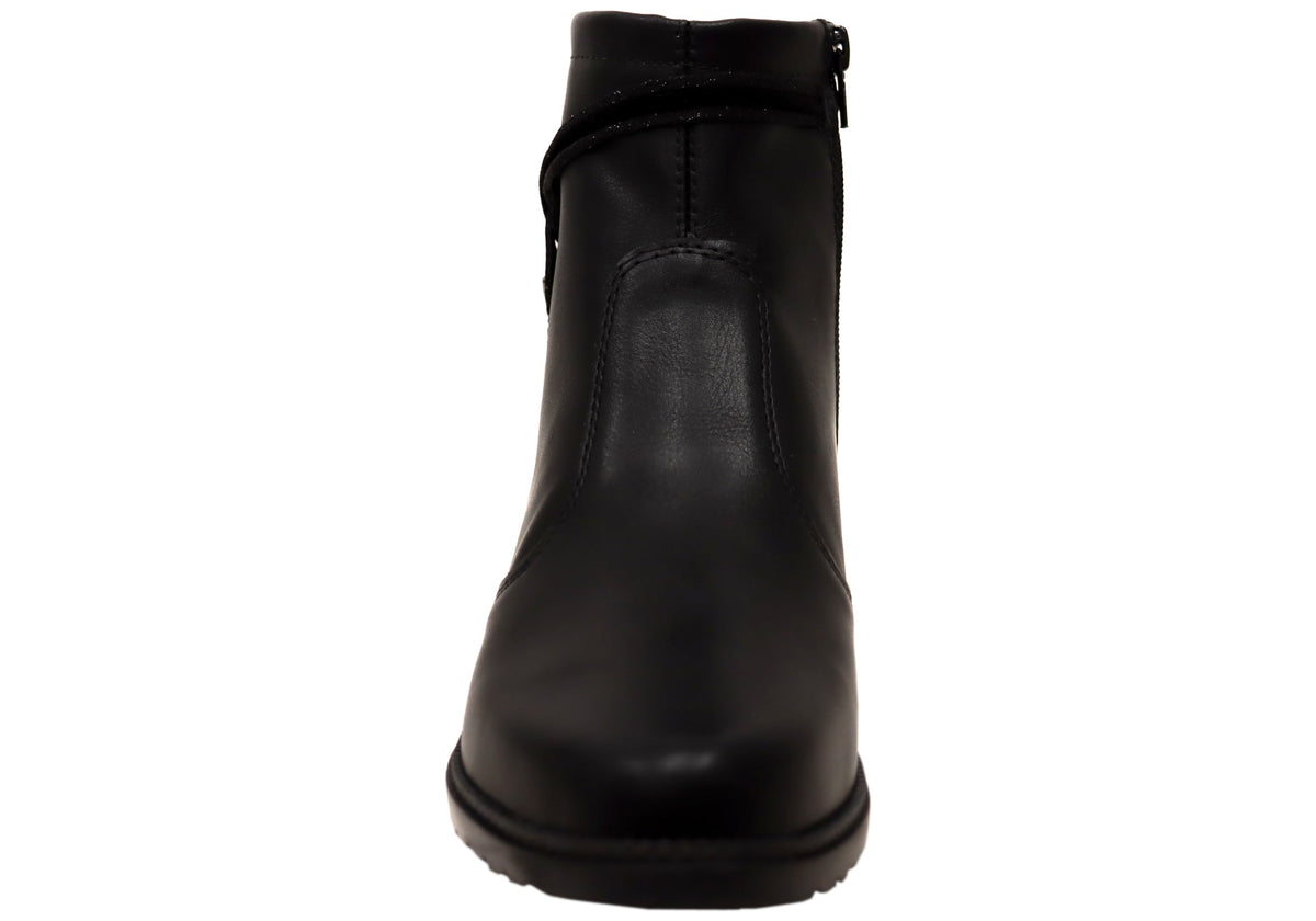Shelby Womens Comfortable Brazilian Low Heel Ankle Boots