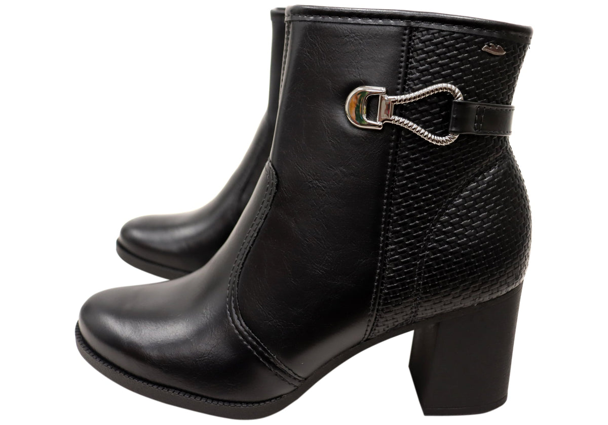 Cynthia Womens Comfortable Brazilian Heeled Ankle Boots