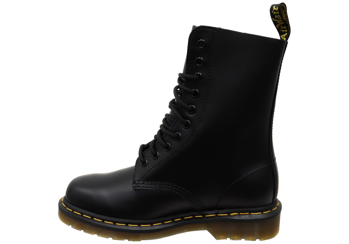 1490 Black Smooth Unisex Leather Lace Up Fashion Boots