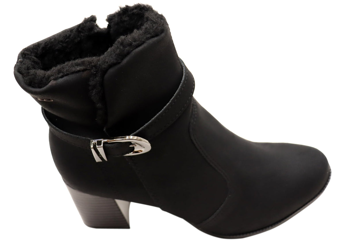 Diane Womens Comfortable Brazilian Heeled Ankle Boots