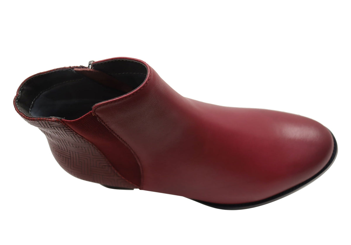 Heaven Womens Comfortable Leather Ankle Boots