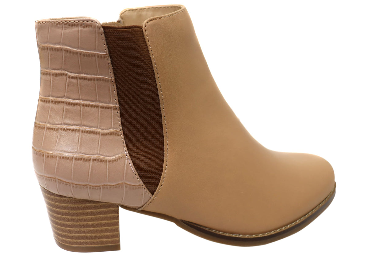 Heaven Womens Comfortable Leather Ankle Boots