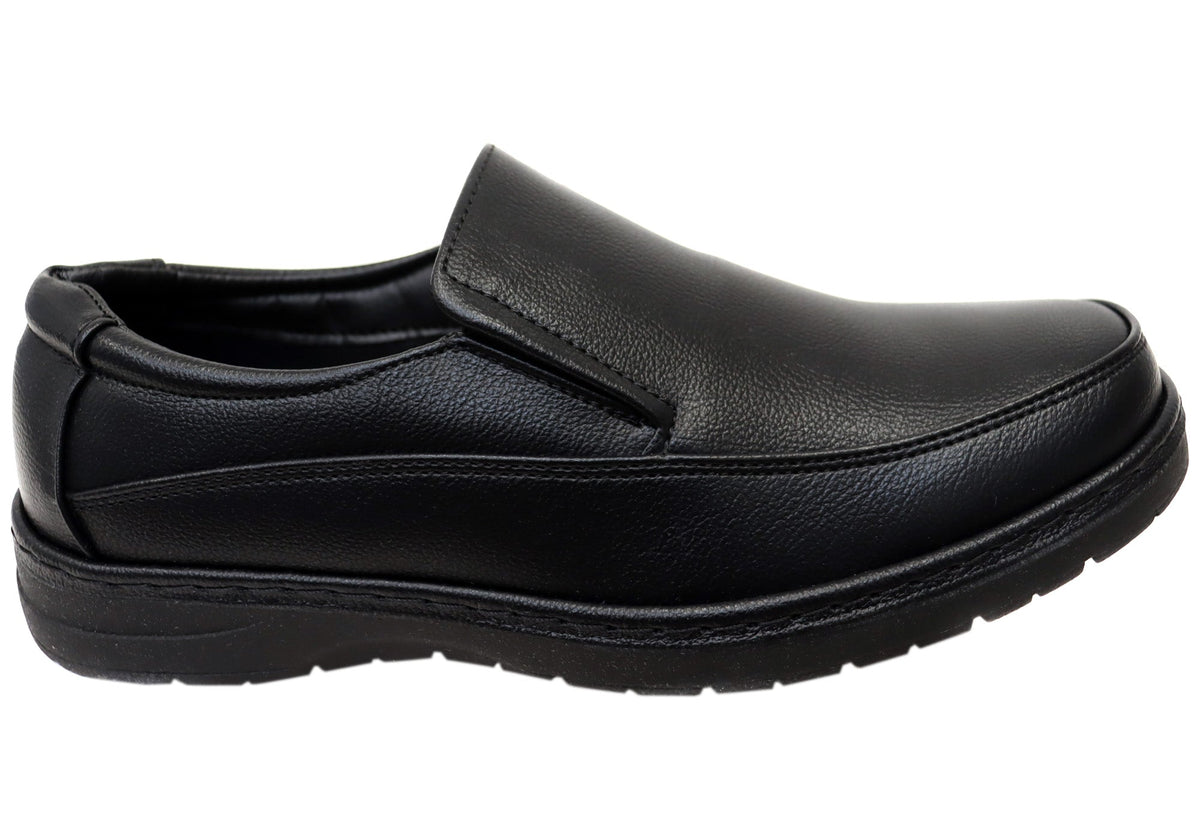 Mens Shortall Black Comfortable Slip On Shoes