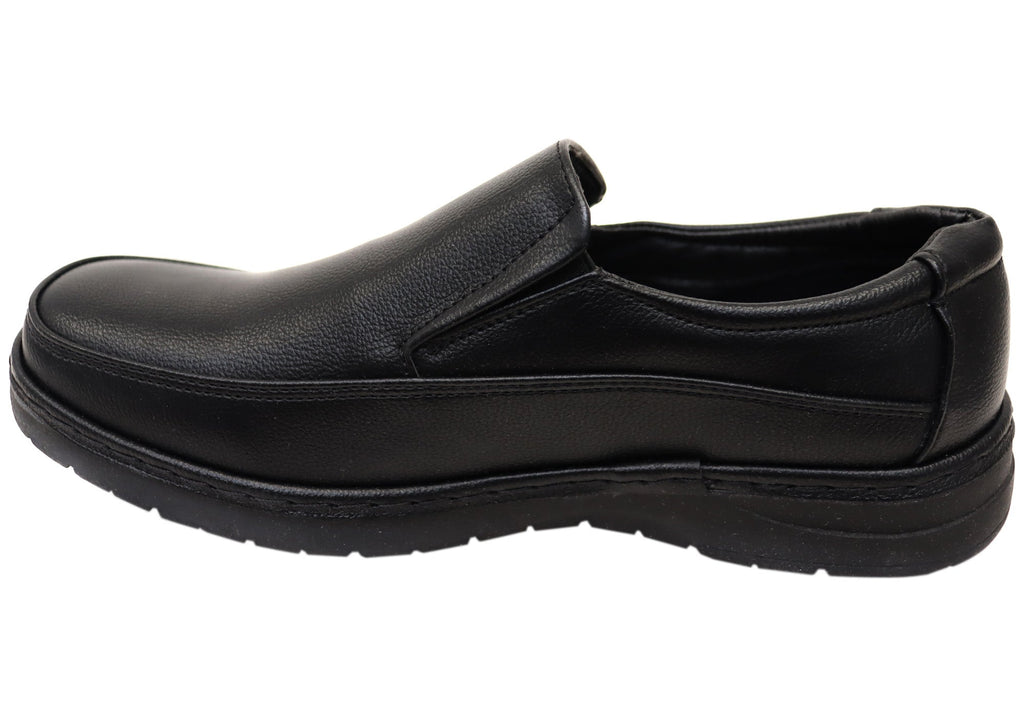 Mens Shortall Black Comfortable Slip On Shoes