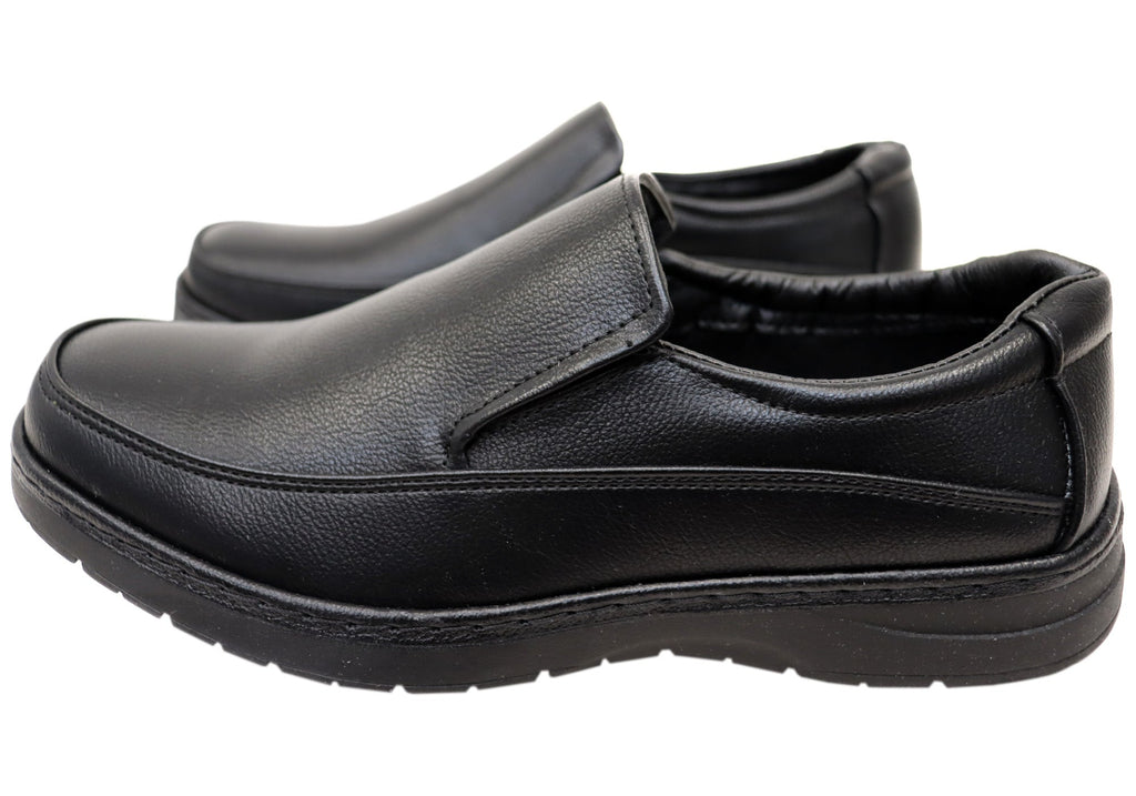 Mens Shortall Black Comfortable Slip On Shoes
