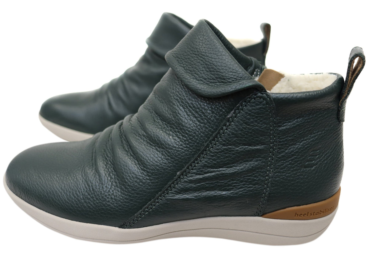 Glee Womens Comfortable Supportive Leather Ankle Boots
