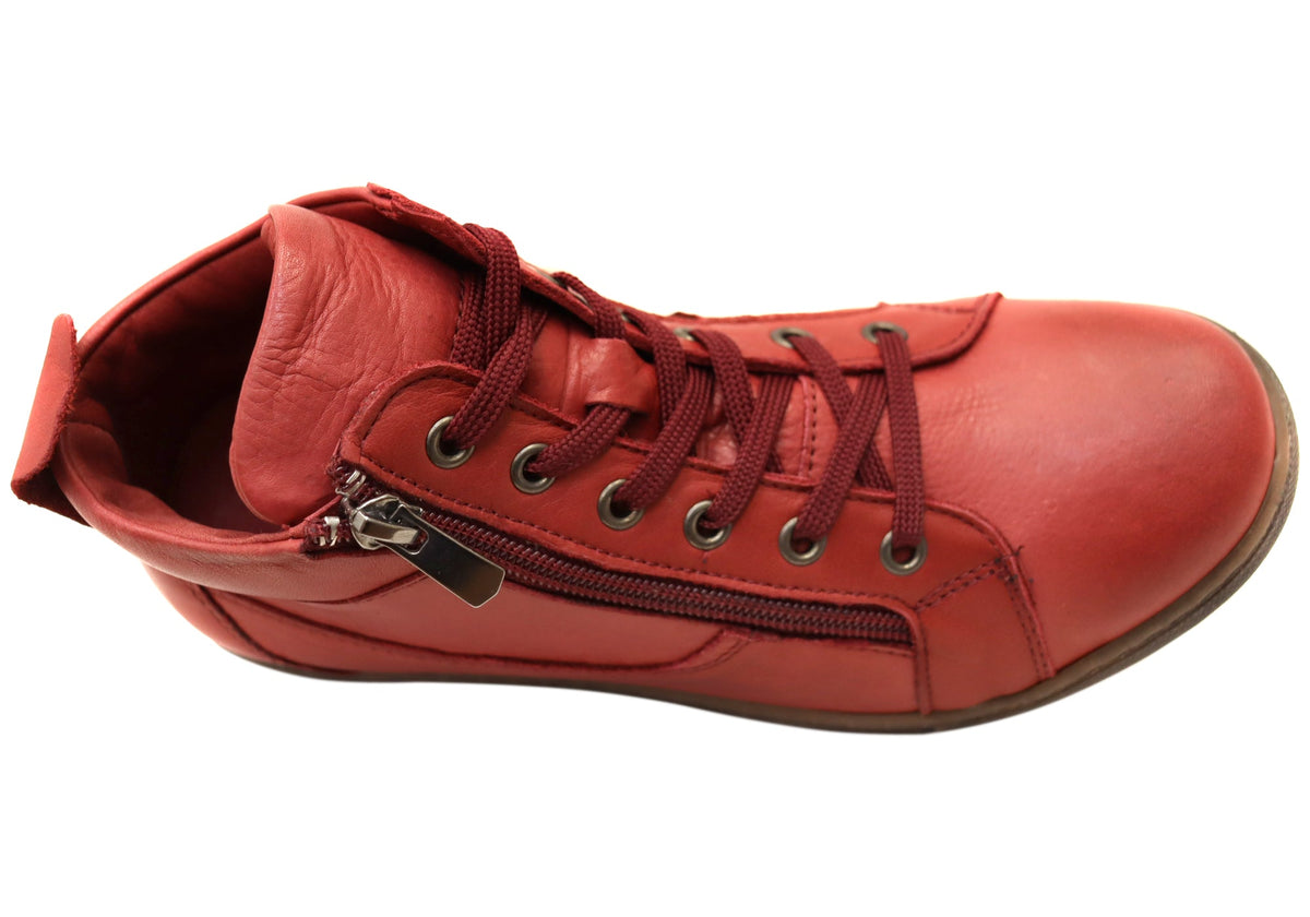 EG1570 Womens Flat Leather European Ankle Boots