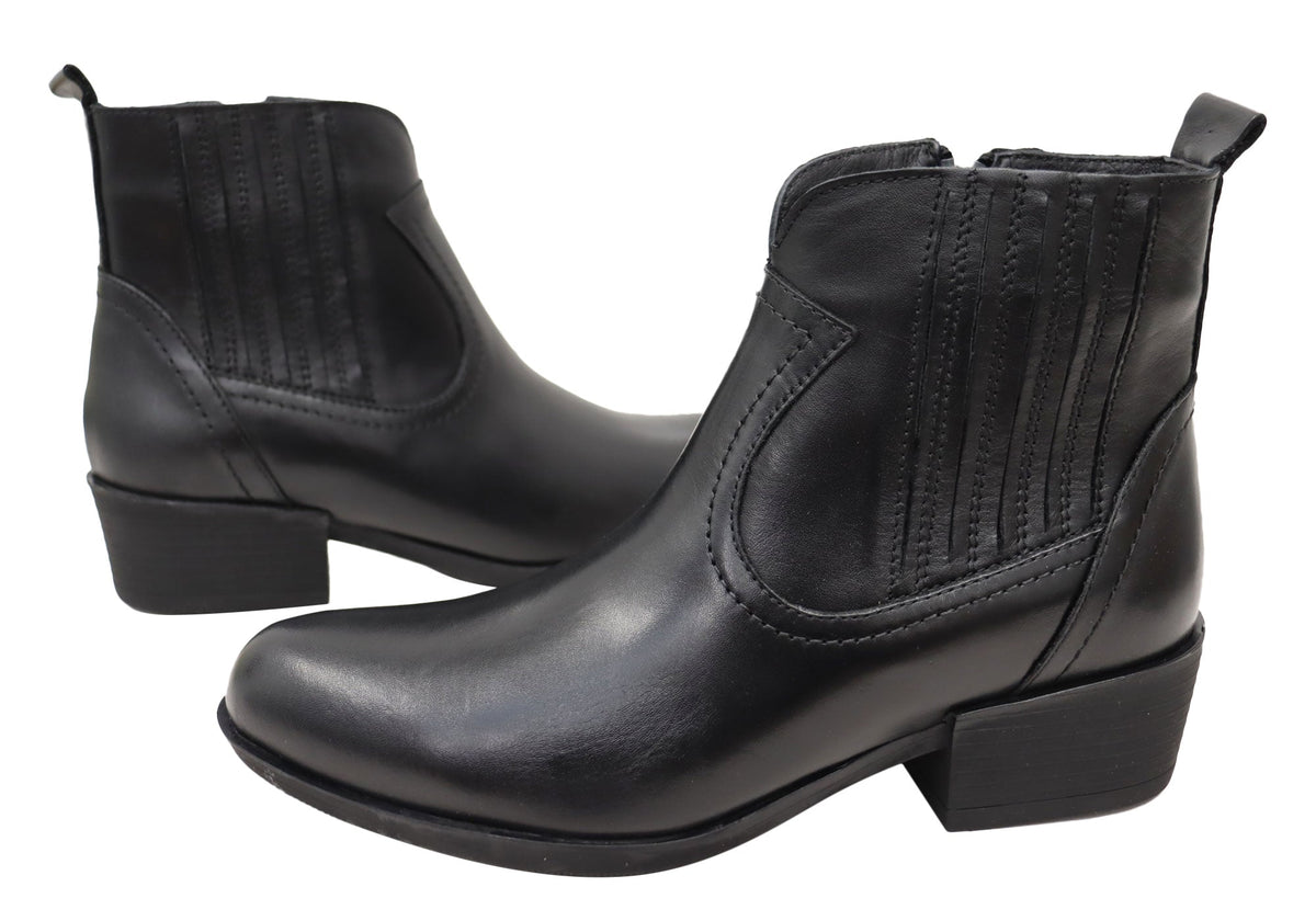 Alotti Womens European Comfortable Leather Ankle Boots