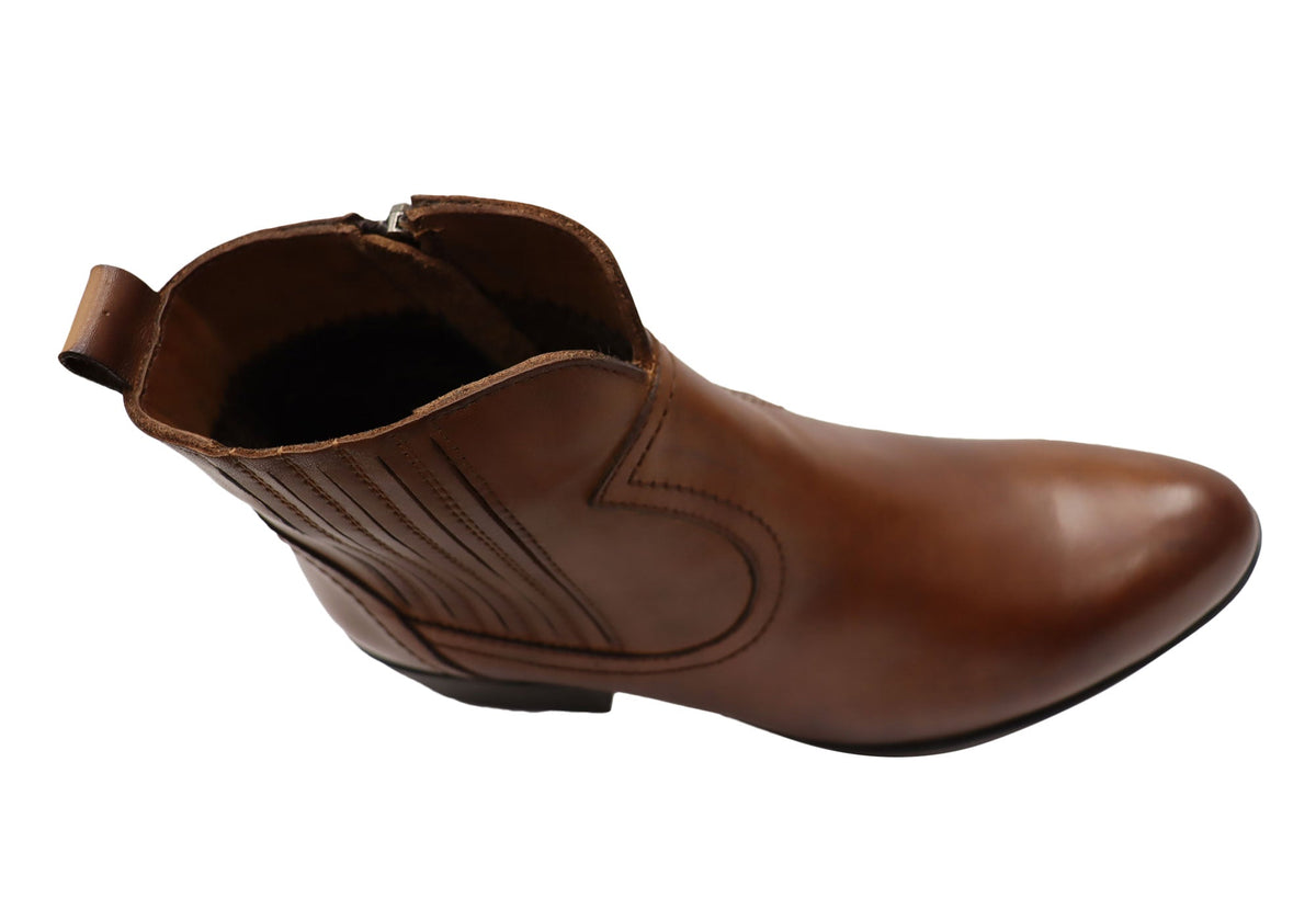Alotti Womens European Comfortable Leather Ankle Boots