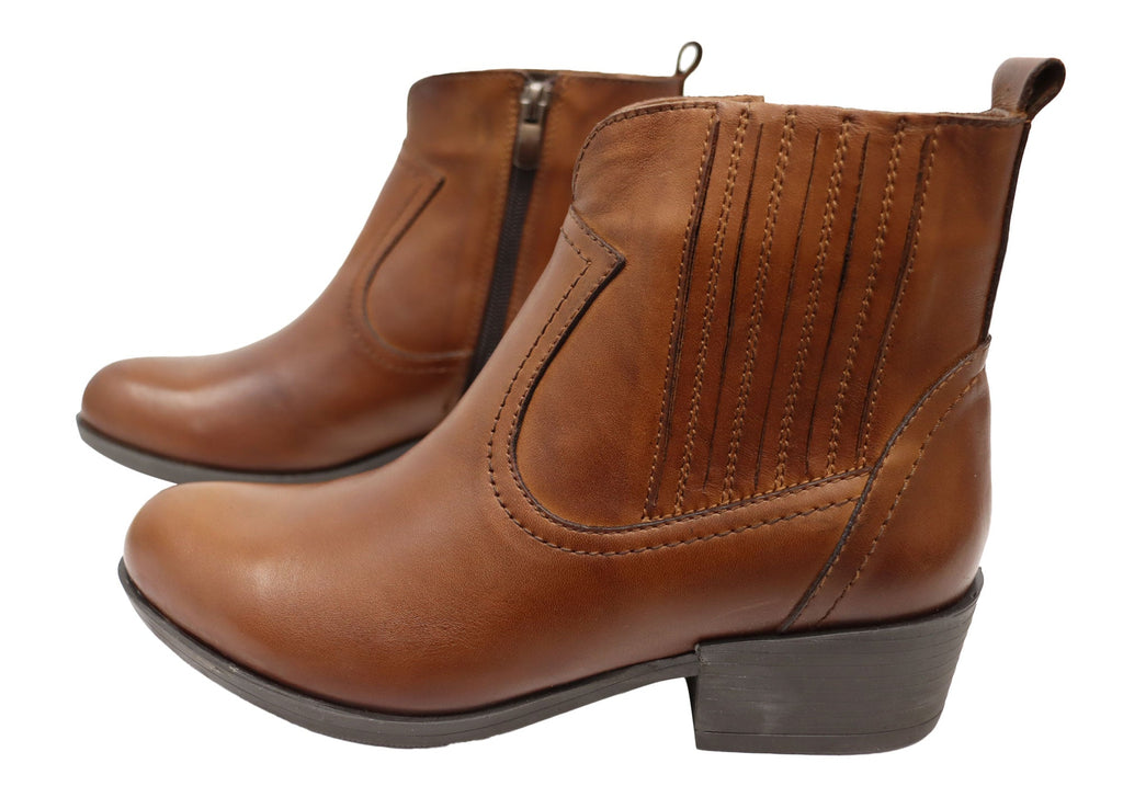 Alotti Womens European Comfortable Leather Ankle Boots