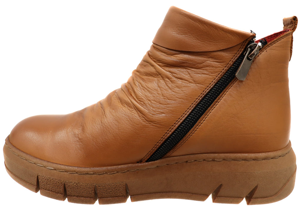 Tempo Womens European Comfort Leather Ankle Boots