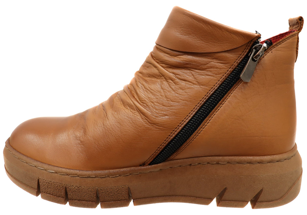 Tempo Womens European Comfort Leather Ankle Boots
