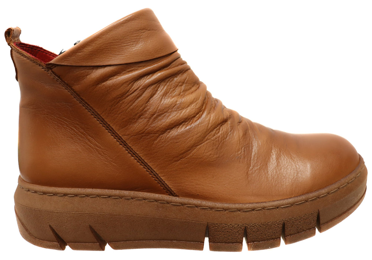 Tempo Womens European Comfort Leather Ankle Boots