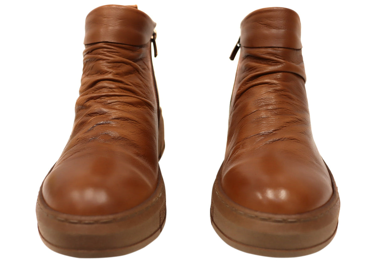 Tempo Womens European Comfort Leather Ankle Boots
