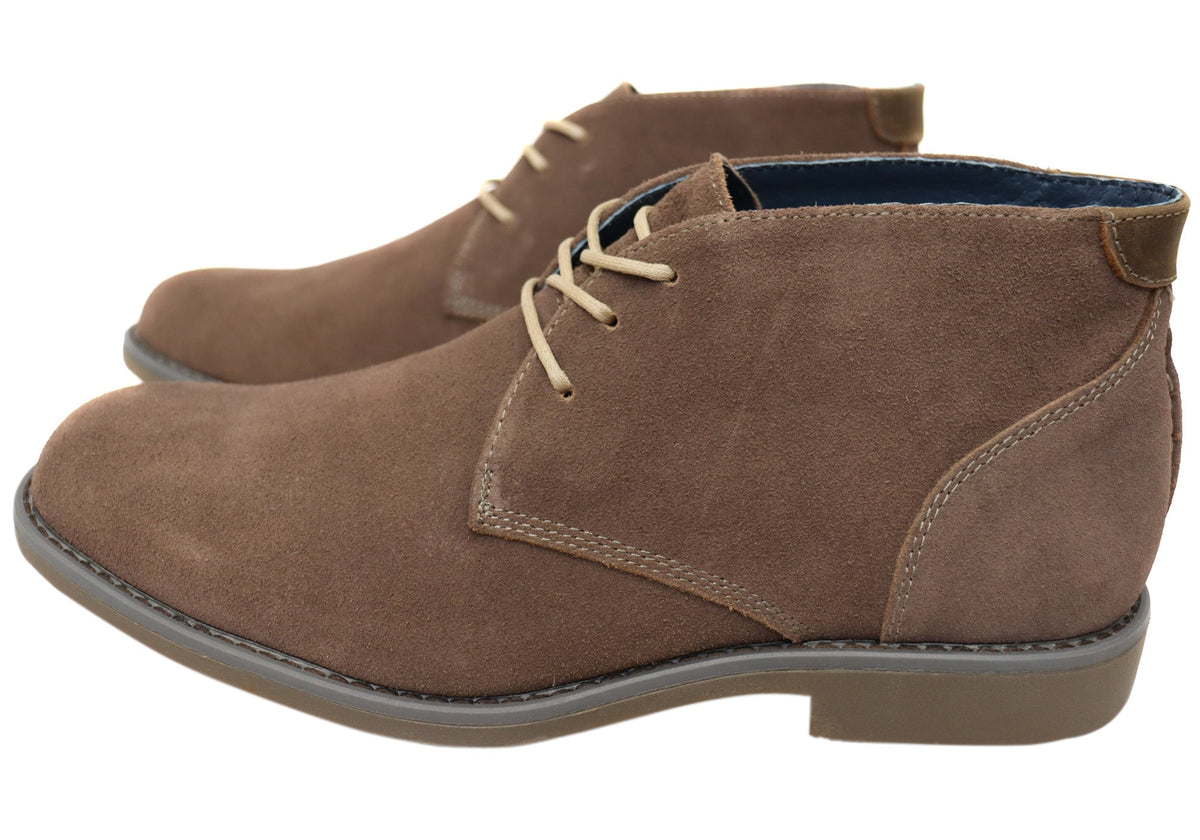 Terminal Mens Extra Wide Width Leather Suede Boots