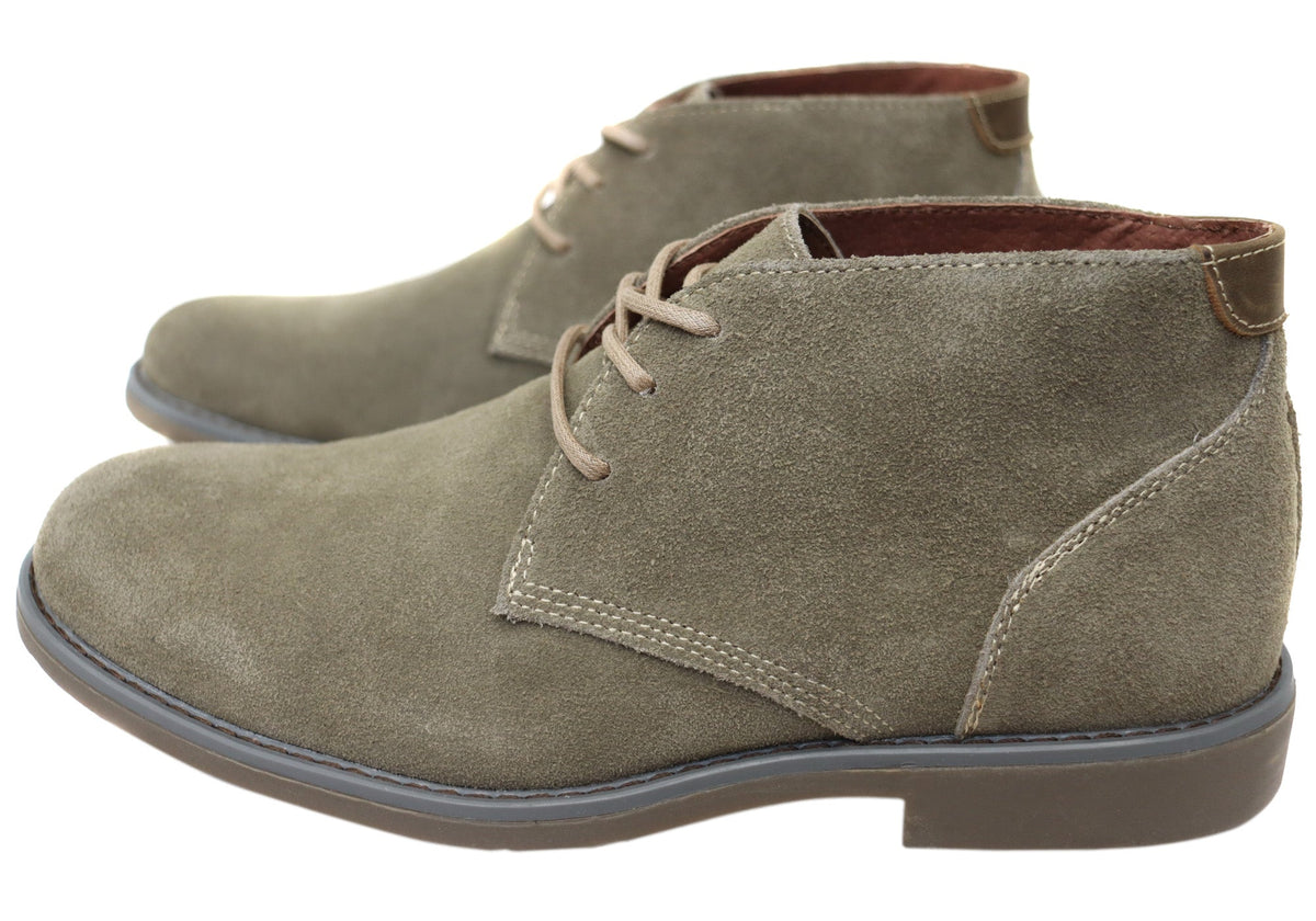 Terminal Mens Extra Wide Width Leather Suede Boots