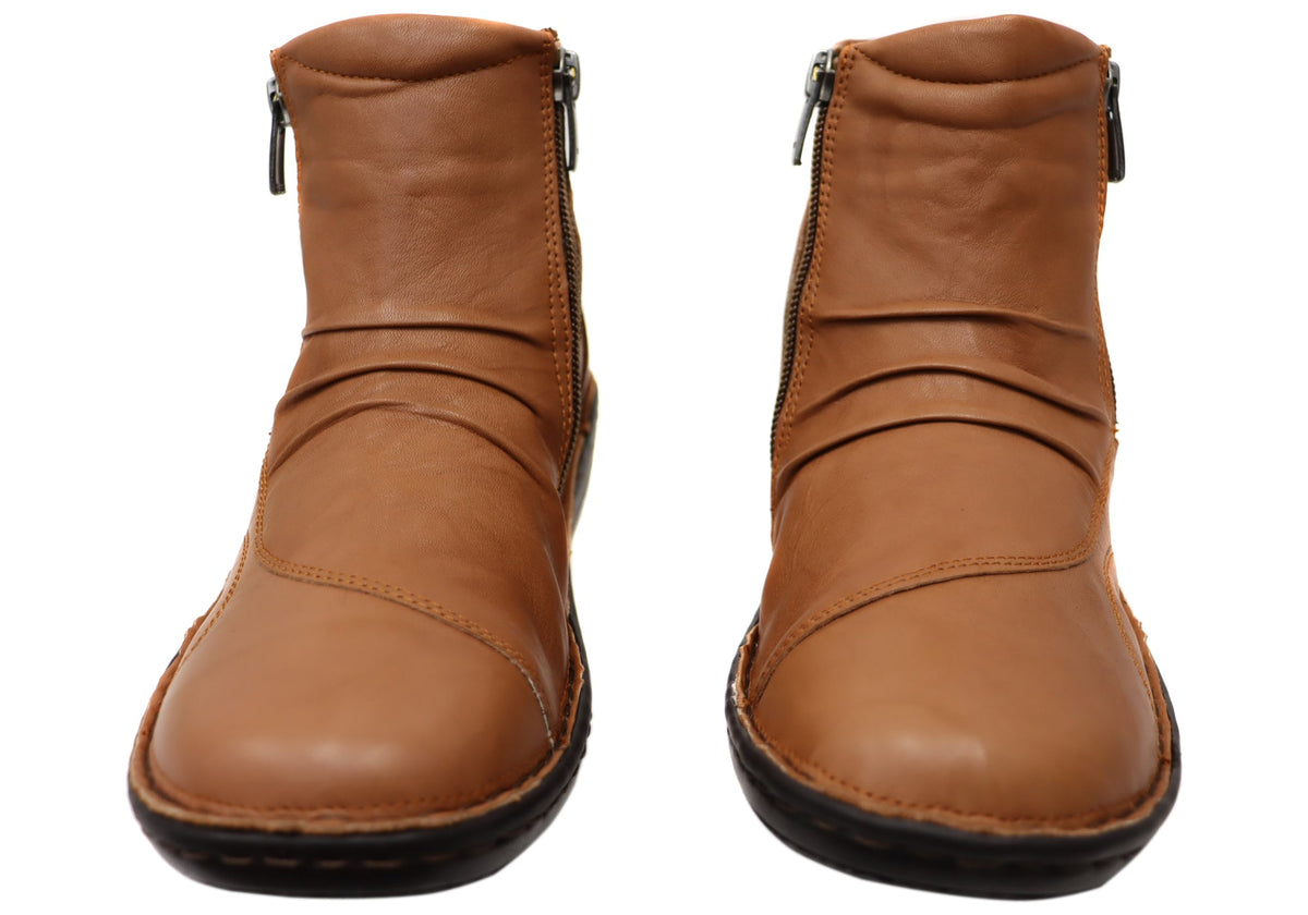 Talun Womens European Comfortable Leather Ankle Boots