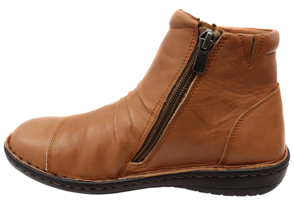 Talun Womens European Comfortable Leather Ankle Boots