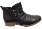 Chalet Womens Comfortable Black Leather Ankle Boots