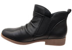 Chalet Womens Comfortable Black Leather Ankle Boots