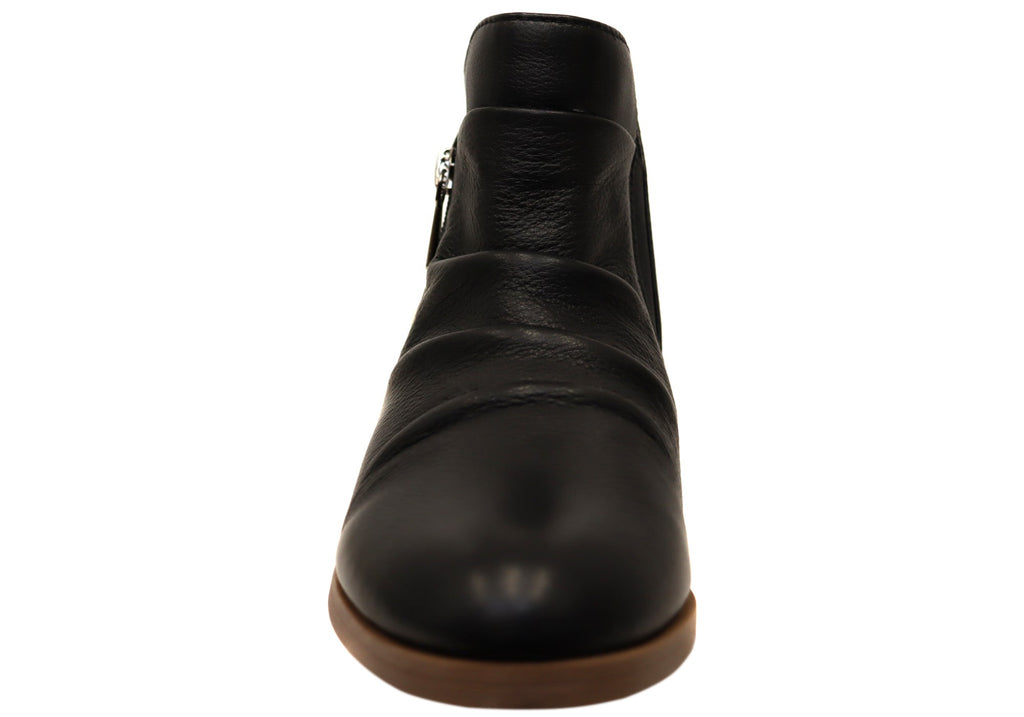 Chalet Womens Comfortable Black Leather Ankle Boots