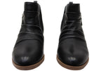 Chalet Womens Comfortable Black Leather Ankle Boots