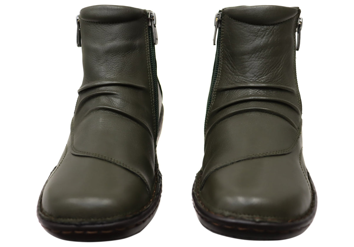 Talun Womens European Comfortable Leather Ankle Boots