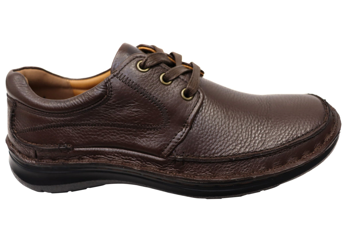 Borrow Mens Comfortable Leather Triple Wide Fit Shoes