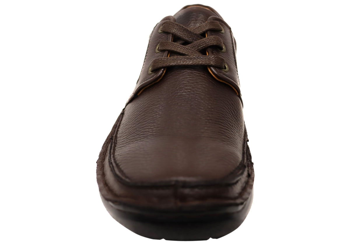 Borrow Mens Comfortable Leather Triple Wide Fit Shoes