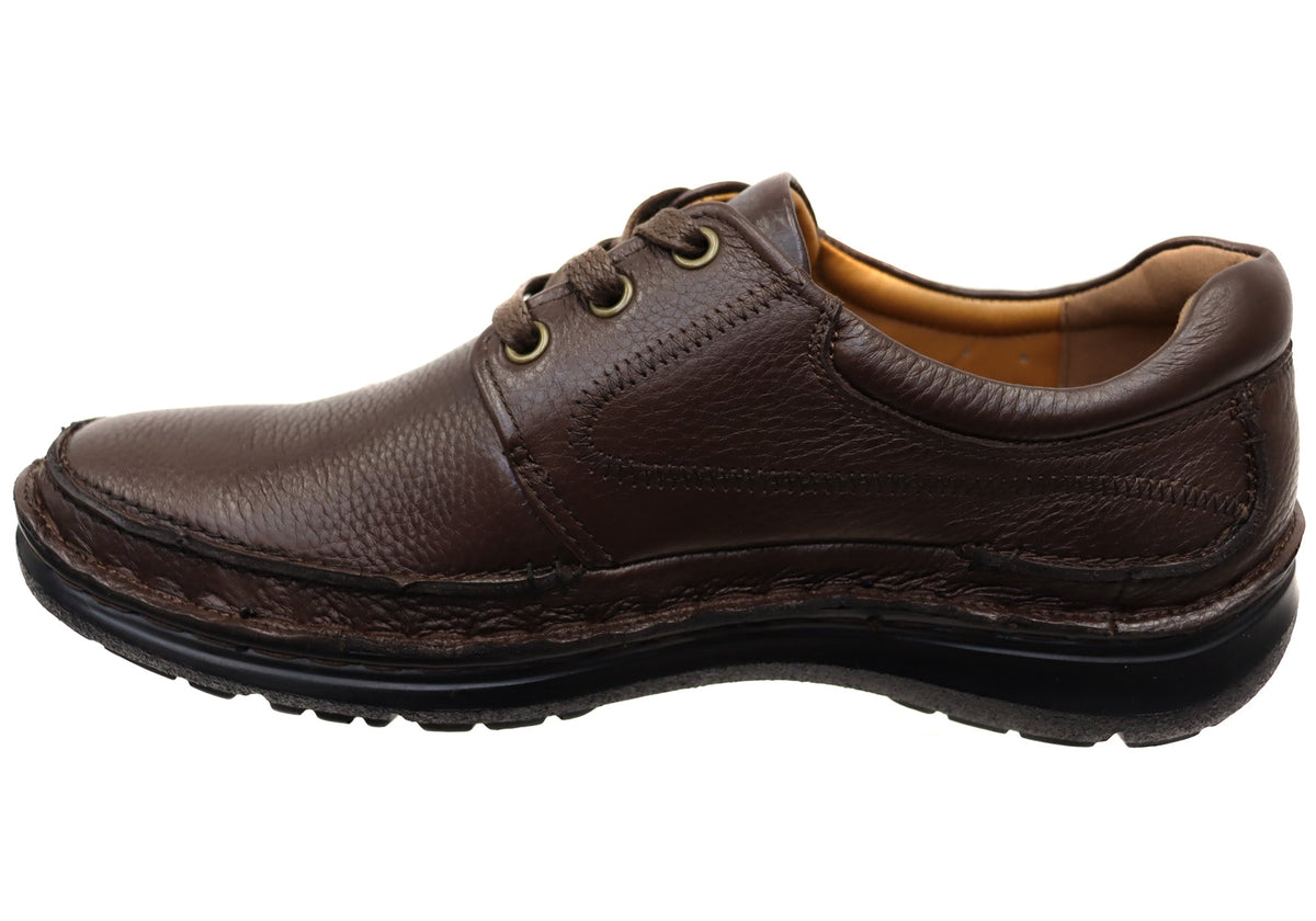 Borrow Mens Comfortable Leather Triple Wide Fit Shoes