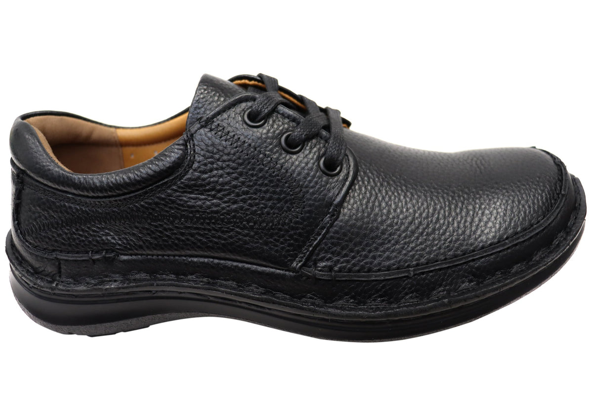 Borrow Mens Comfortable Leather Triple Wide Fit Shoes