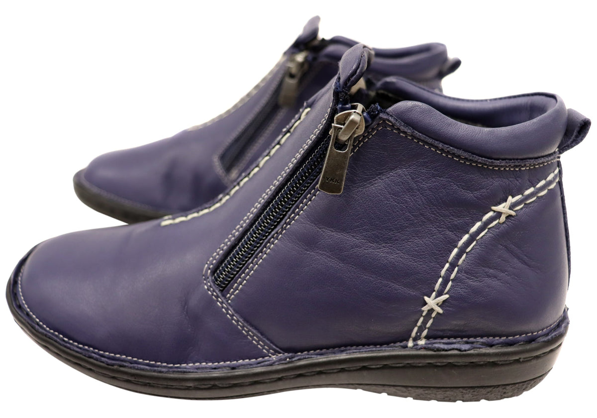 Luna Womens European Comfort Leather Ankle Boots
