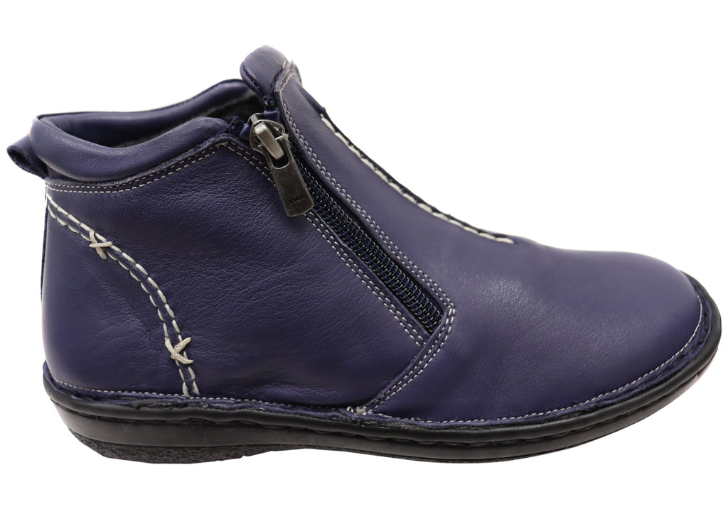 Luna Womens European Comfort Leather Ankle Boots