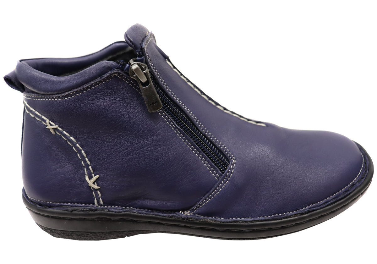 Luna Womens European Comfort Leather Ankle Boots