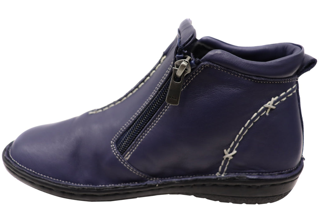 Luna Womens European Comfort Leather Ankle Boots
