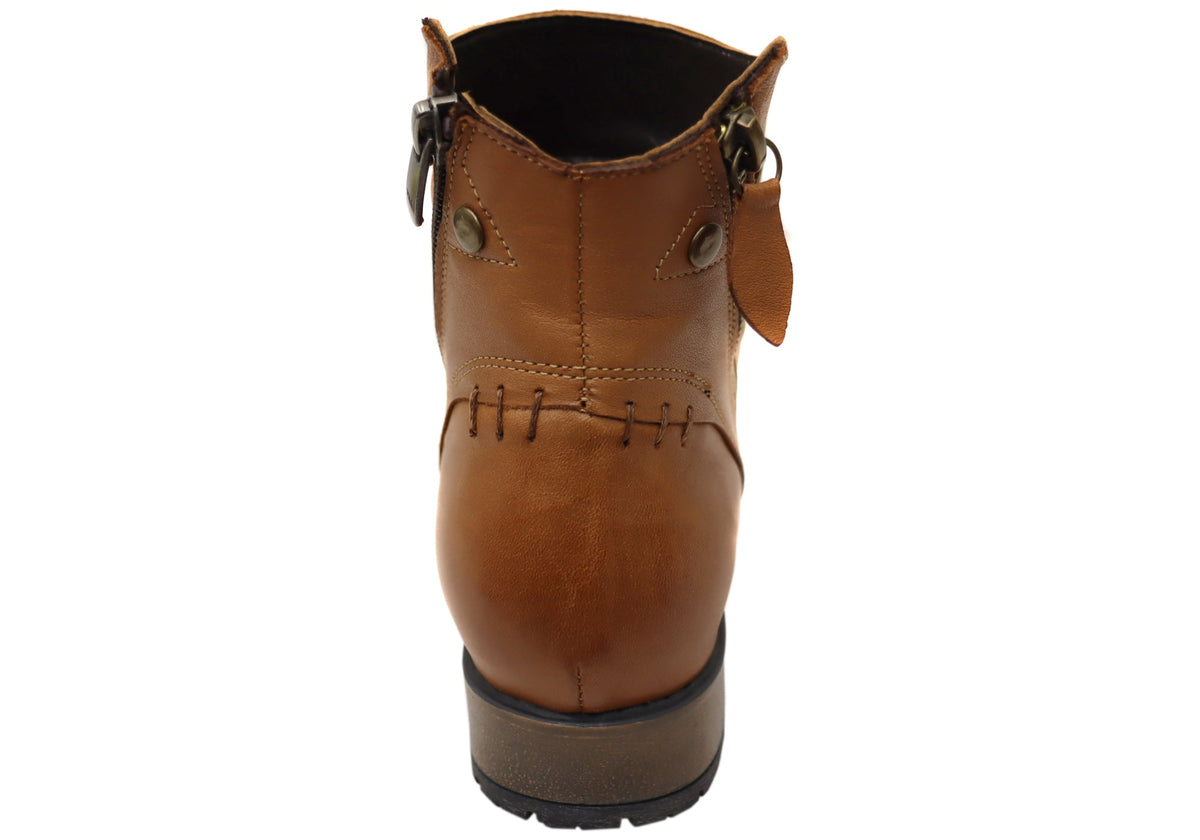 Castle Womens European Comfortable Leather Ankle Boots