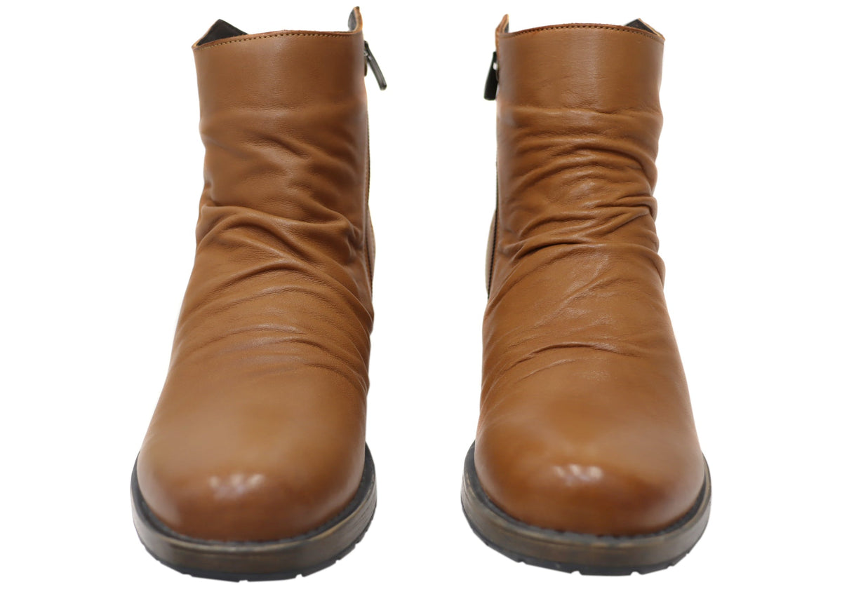 Castle Womens European Comfortable Leather Ankle Boots