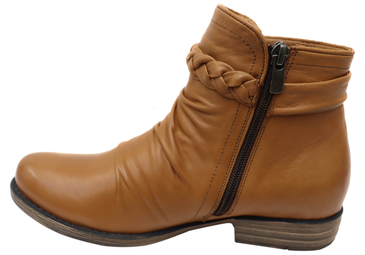 Devo Womens European Comfortable Leather Ankle Boots