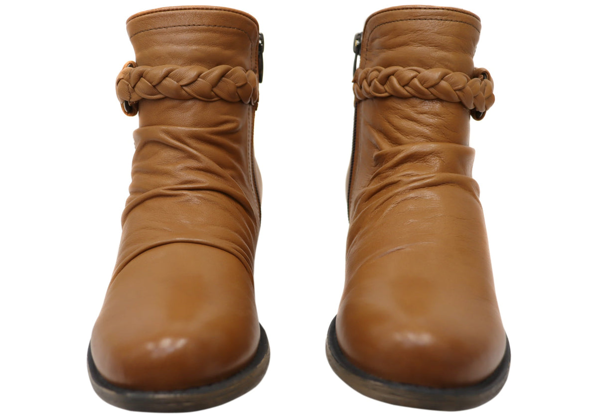 Devo Womens European Comfortable Leather Ankle Boots