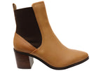 Vala Womens Comfortable Leather Mid Heel Ankle Boots